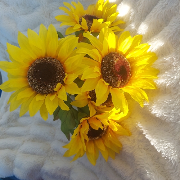 NWT Gorgeous Glittered Sunflower Stems - Picture 6 of 9